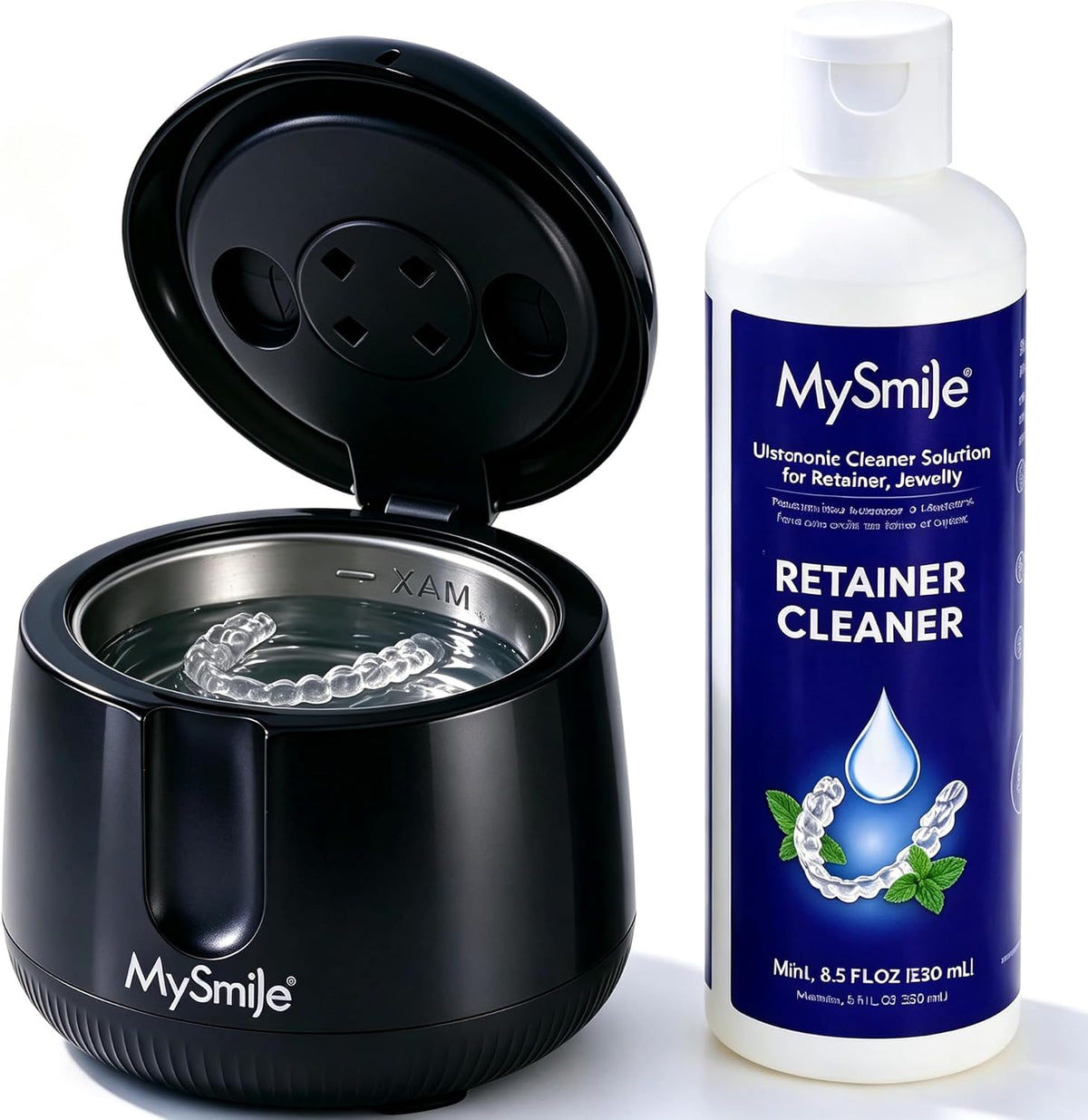 MySmile MS208 Ultrasonic Retainer Cleaner with Ultrasonic Cleaner Solution