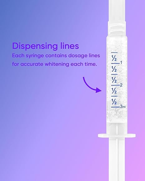 MySmile teeth whitening gel syringe with dosage lines for accurate whitening
