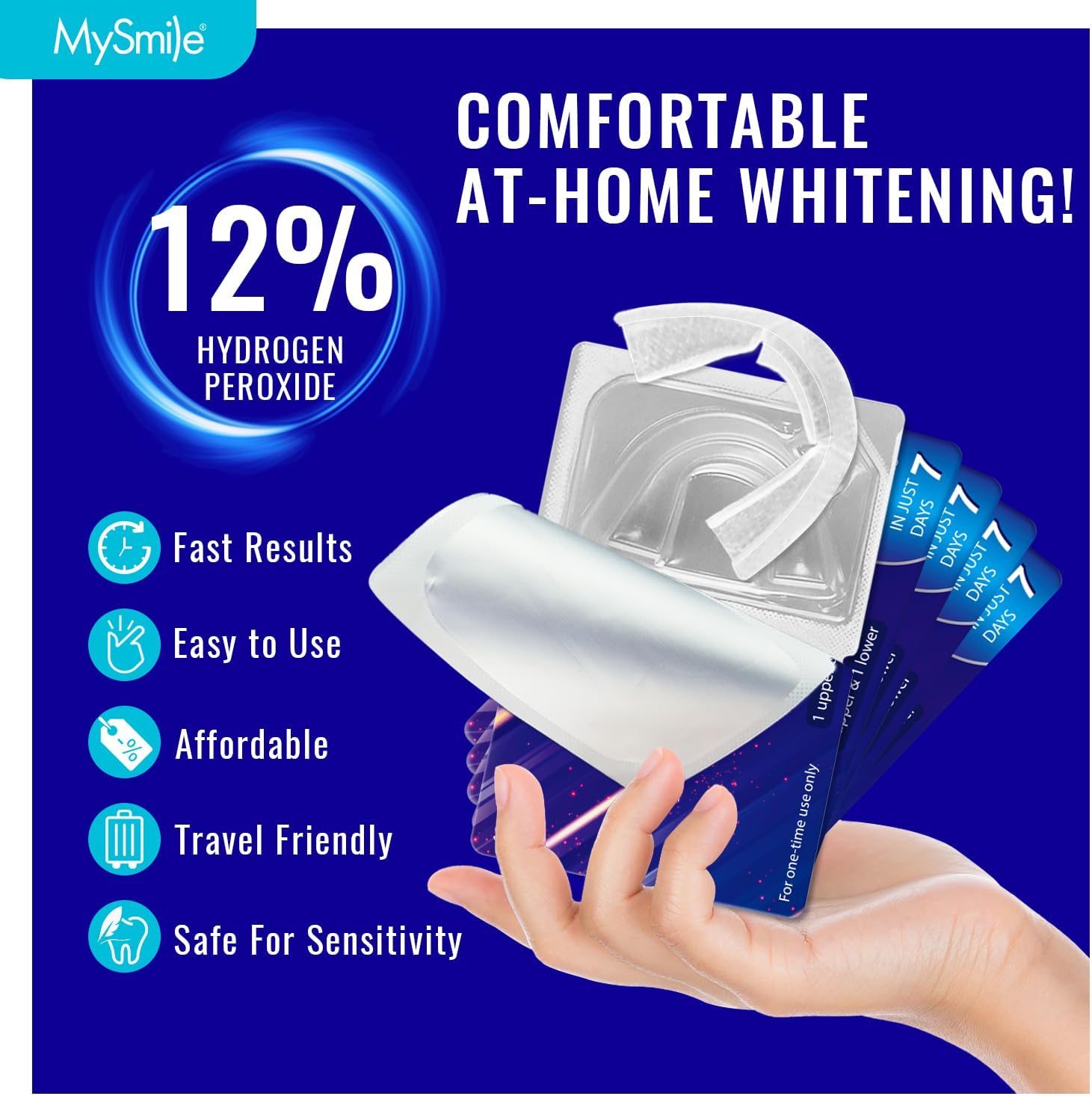 12% Hydrogen Peroxide Teeth Whitening System - Comfortable At-Home Whitening