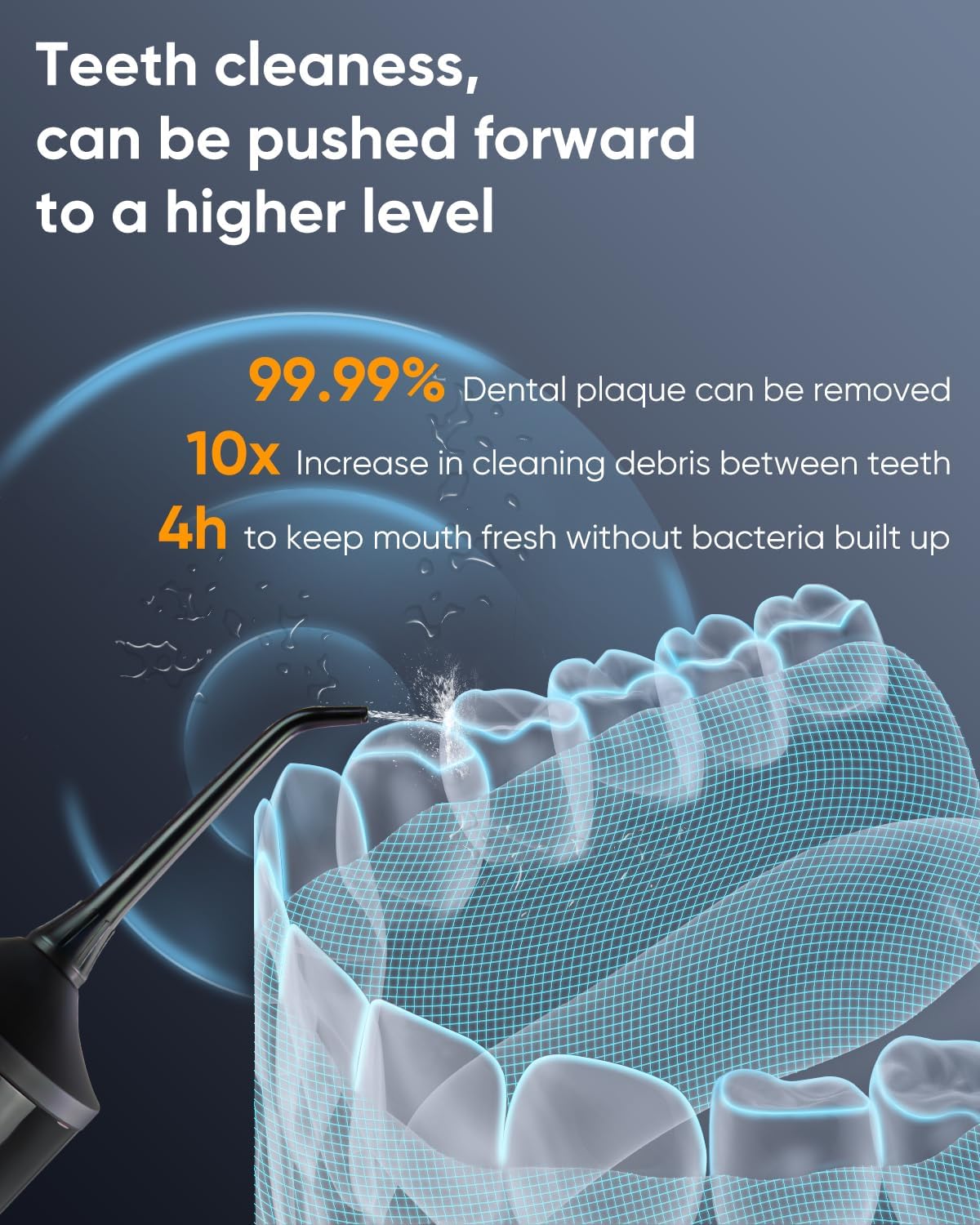 Teeth Cleaness, can be pushed forward to a higher level with 99.99% Dental plaque removal