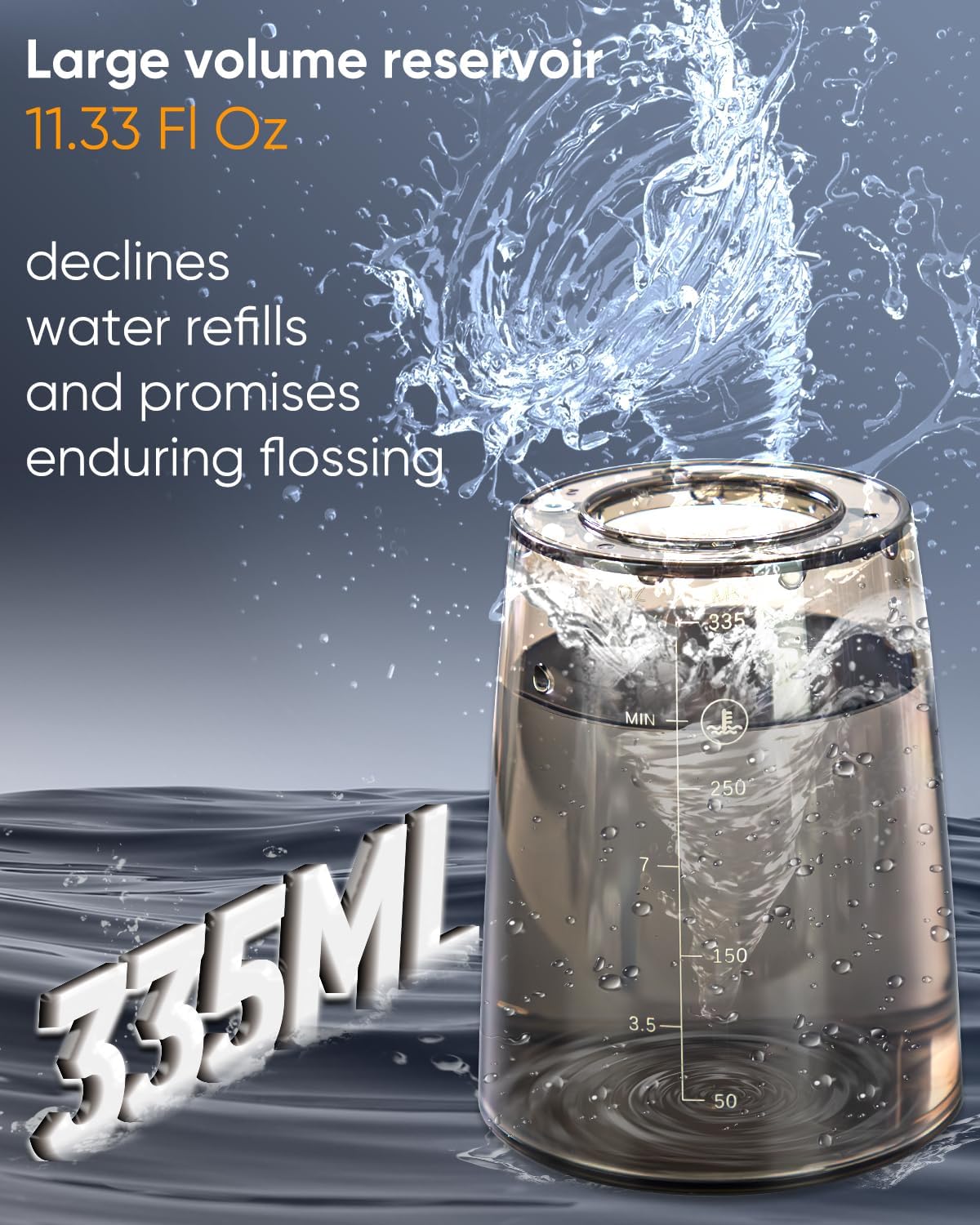 335ML water flosser with fewer refills for enduring flossing