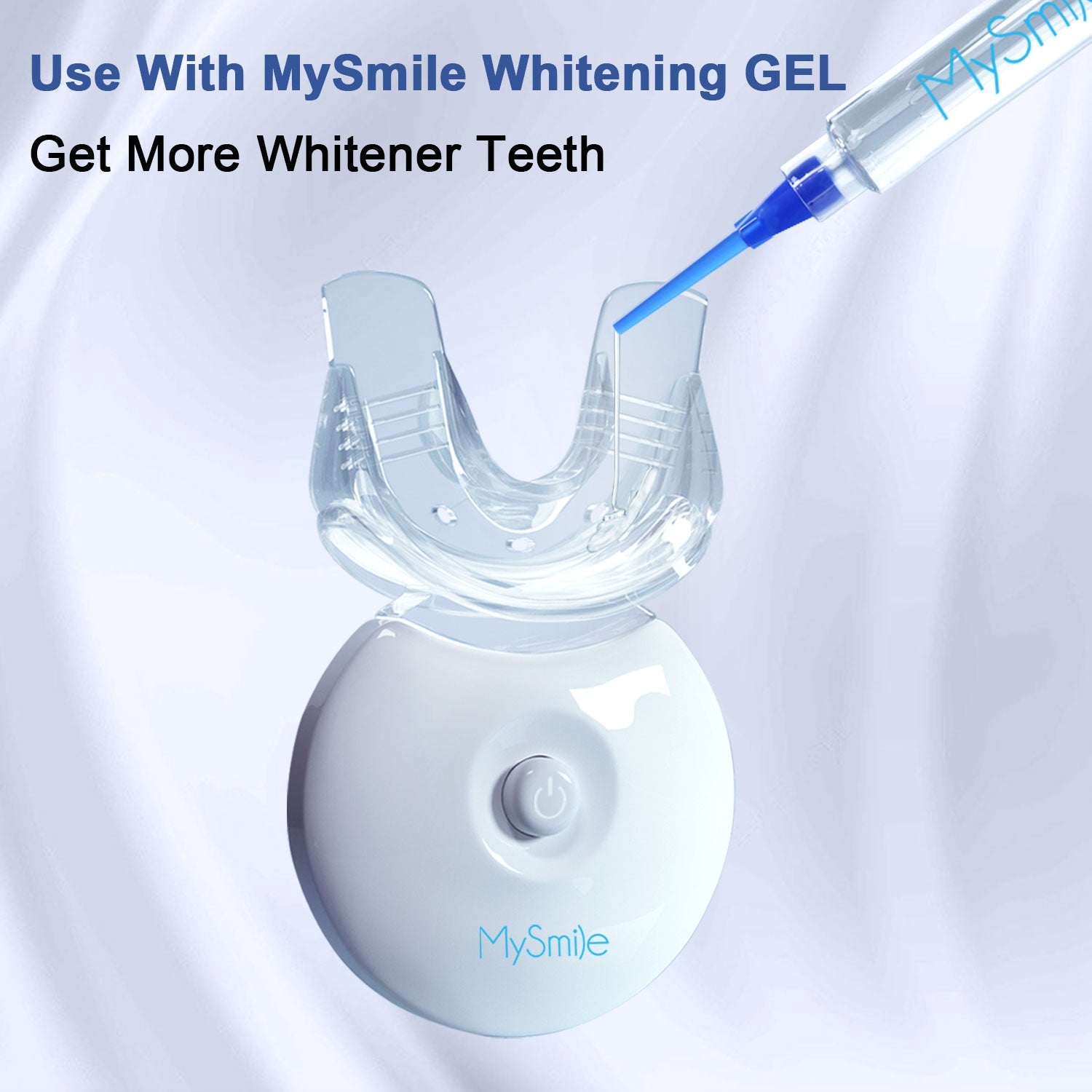 teeth whitening device with gel being applied to the tray