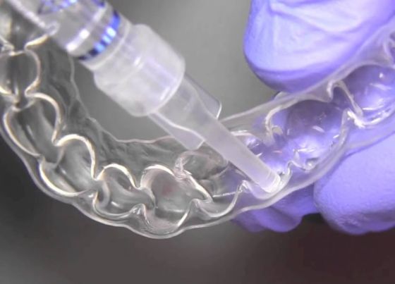 teeth whitening gel on led light