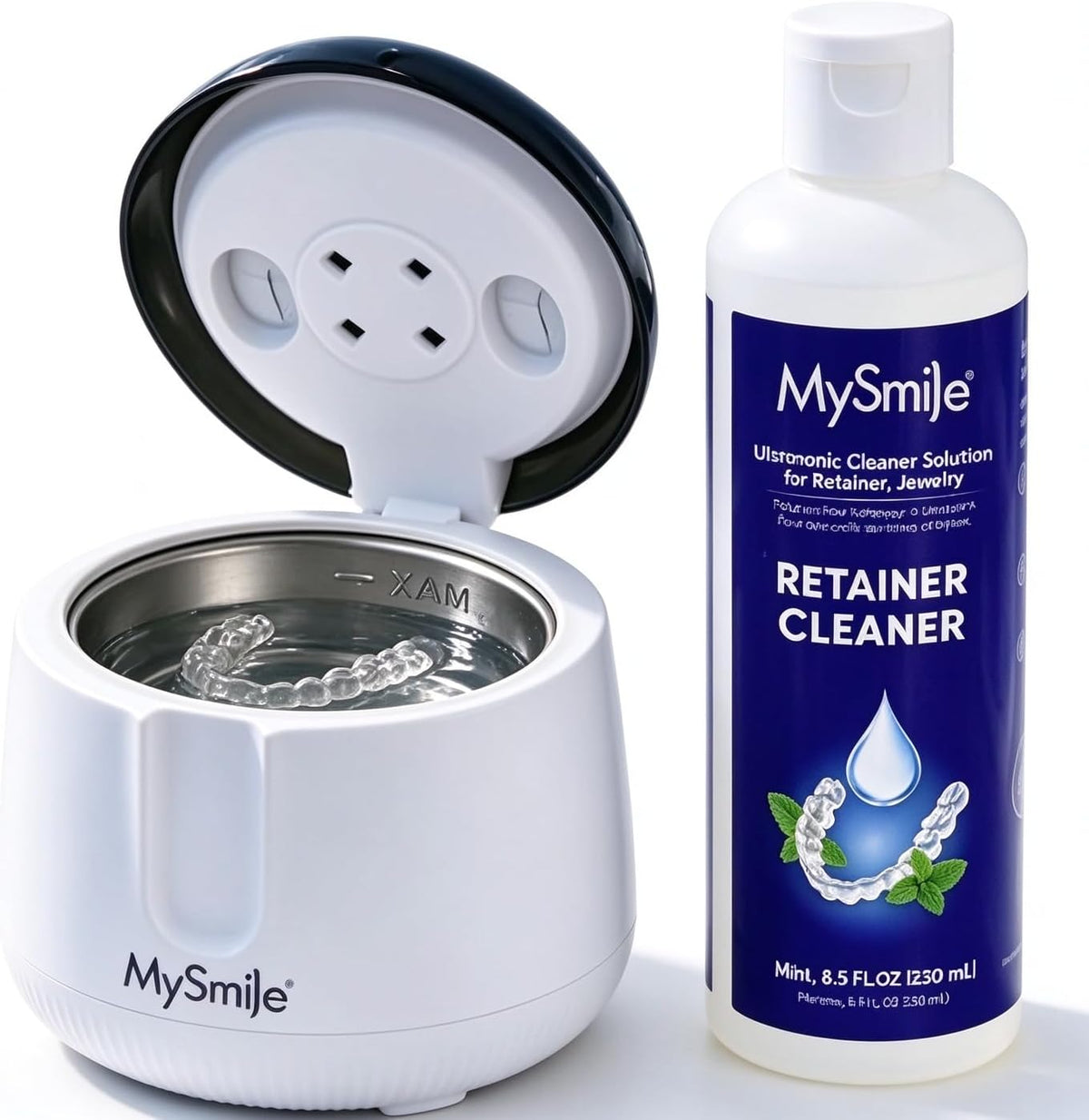 MySmile MS208 Ultrasonic Retainer Cleaner with Ultrasonic Cleaner Solution