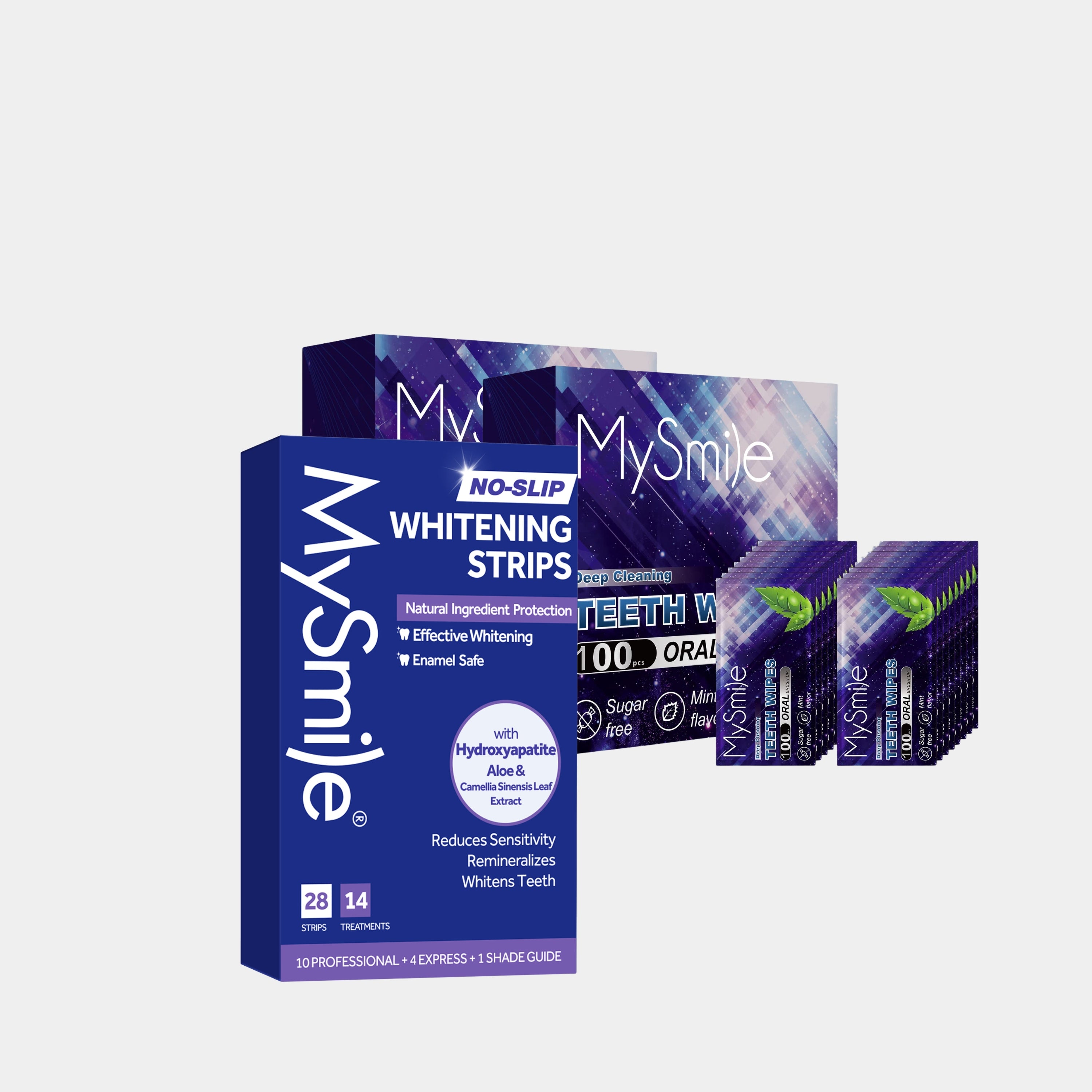 Teeth Whitening Strips with Teeth Wipes