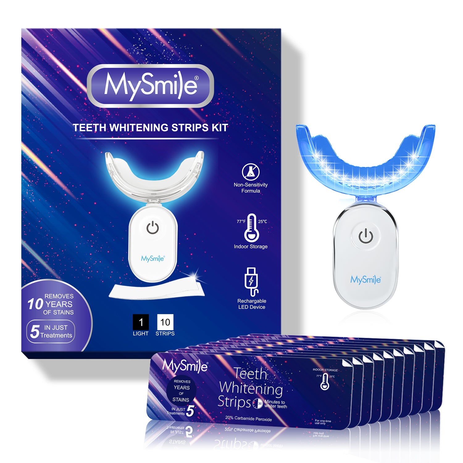 Teeth Whitening Strips with LED Light Kit