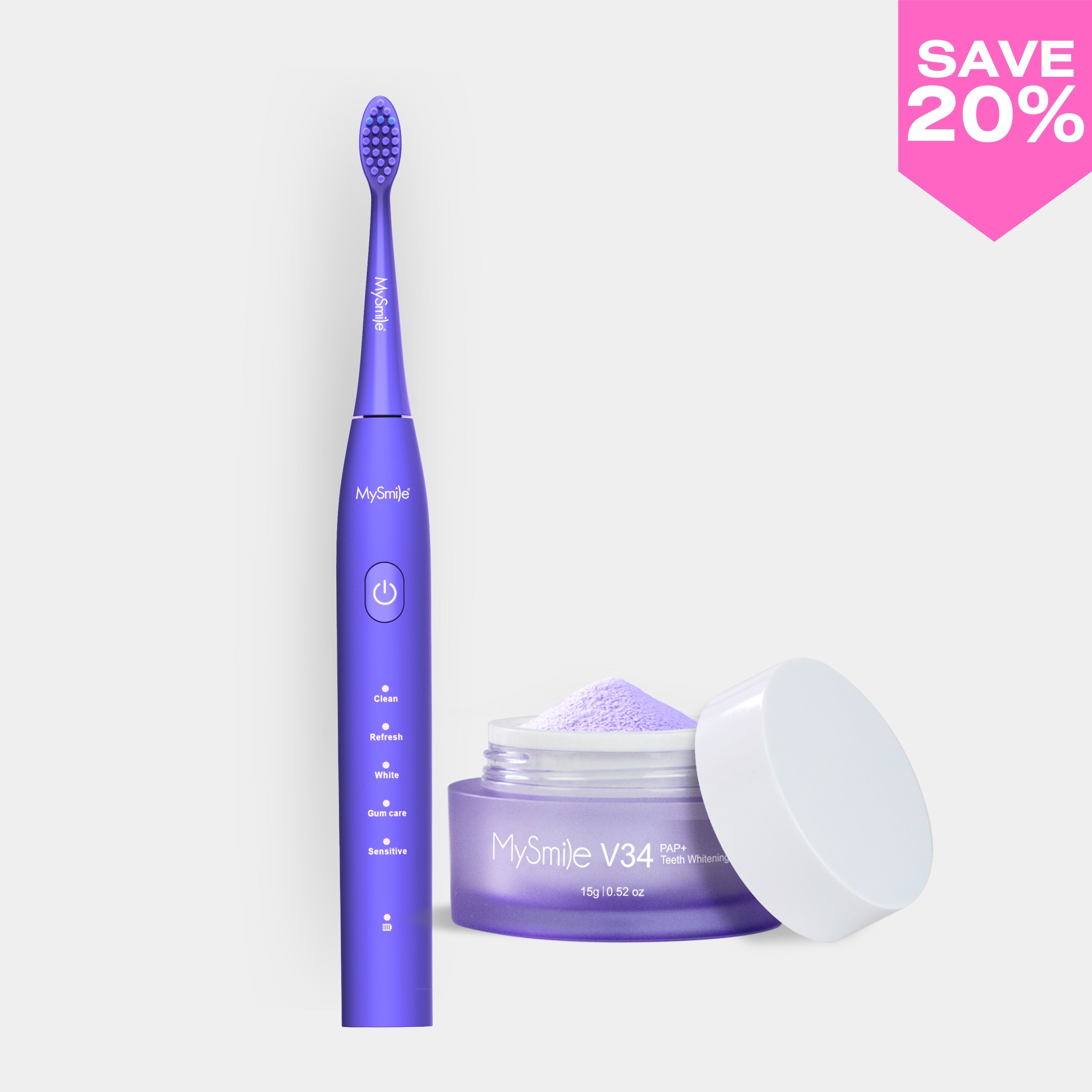 Essential Purple Sonic Toothbrush + V34 Purple Cleaning Powder Bundle