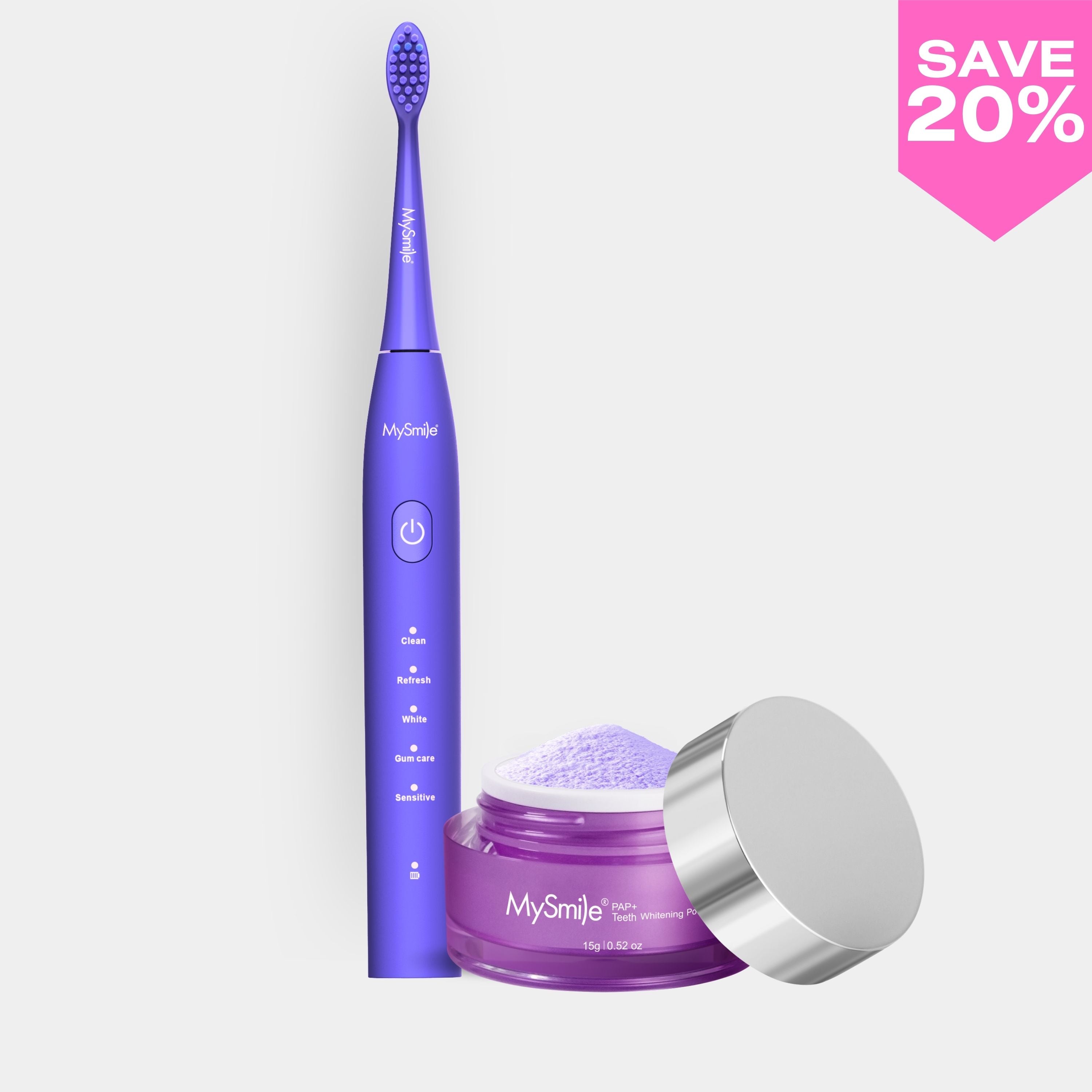 Essential Sonic Toothbrush + Purple Teeth Whitening Powder Bundle