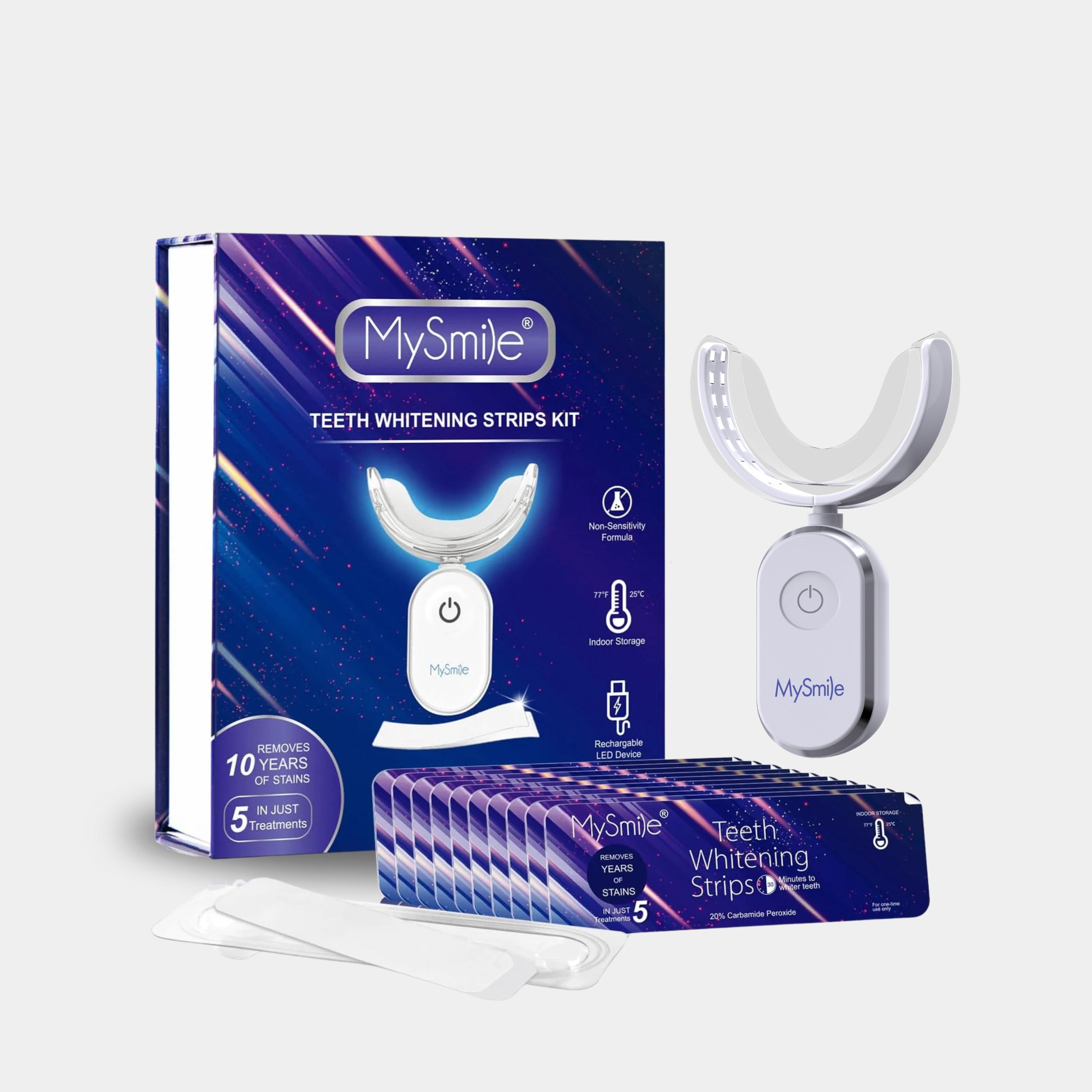 Tiras blanqueadoras de dientes con kit LED